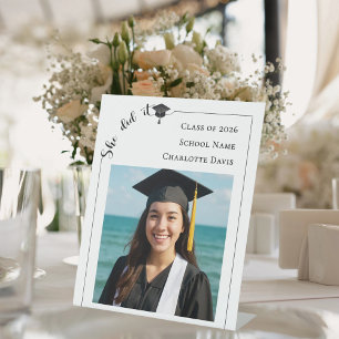 Simple modern photo Graduation Party welcome Pedestal Sign