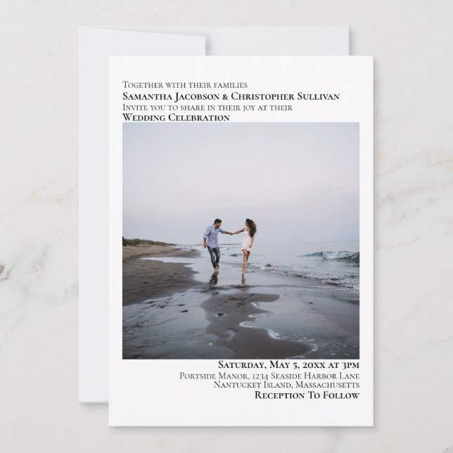 Simple Modern Photo Minimalist Symmetry Wedding Invitation (Front)