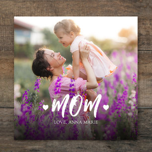 Simple Modern Photo Mom Heart Minimalist Design Canvas Print