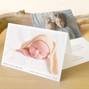 Simple Modern Photo New Baby Birth  Announcement