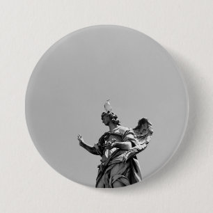 Simple, modern photo of seagull on top of statue 3 inch round button