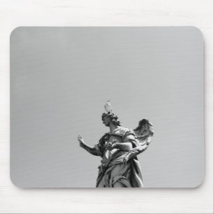 Simple, modern photo of seagull on top of statue mouse pad