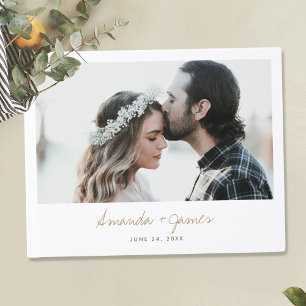 Simple Modern Photo Personalized Wedding Guest Boo Book