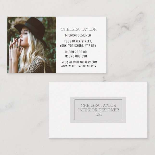 Simple Modern Photo Professional Personalised  Business Card (Front/Back)