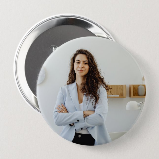 Simple Modern Photo Round 4 inch Button (Front & Back)