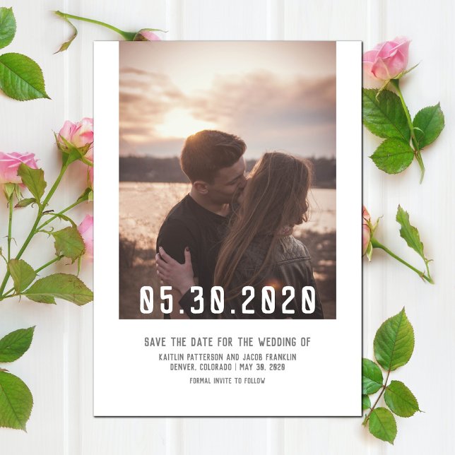 Simple Modern Photo Save the Date | White (Simple Modern Photo Save the Date - White)