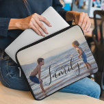 Simple Modern Photo Template Custom Family Name Laptop Sleeve<br><div class="desc">Simple Modern Photo Template Custom Family Name Laptop Sleeve features your favourite photo with your personalized family name. Makes a fantastic gift for Christmas,  birthday,  anniversary,  Mother's Day,  Father's Day,  Grandparents Day and more. Personalize by editing the text in the text box provided. Designed by ©Evco Studio www.zazzle.com/store/evcostudio</div>