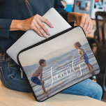 Simple Modern Photo Template Custom Family Name Laptop Sleeve<br><div class="desc">Simple Modern Photo Template Custom Family Name Laptop Sleeve features your favourite photo with your personalized family name. Makes a fantastic gift for Christmas,  birthday,  anniversary,  Mother's Day,  Father's Day,  Grandparents Day and more. Personalize by editing the text in the text box provided. Designed by ©Evco Studio www.zazzle.com/store/evcostudio</div>