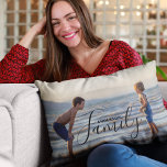 Simple Modern Photo Template Custom Family Name Lumbar Pillow<br><div class="desc">Simple Modern Photo Template Custom Family Name Throw Pillows Cushions features your favourite photo with your personalized family name. Makes a fantastic gift for Christmas,  birthday,  anniversary,  Mother's Day,  Father's Day,  Grandparents Day and more. Personalize by editing the text in the text box provided. Designed by ©Evco Studio www.zazzle.com/store/evcostudio</div>