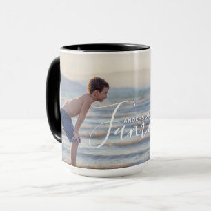 Simple Modern Photo Template Custom Family Name Mug