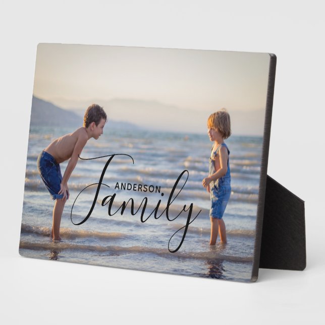 Simple Modern Photo Template Custom Family Name Plaque (Side)