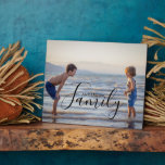 Simple Modern Photo Template Custom Family Name Plaque<br><div class="desc">Simple Modern Photo Template Custom Family Name Plaque features your favourite photo with your personalized family name. Makes a fantastic gift for Christmas,  birthday,  anniversary,  Mother's Day,  Father's Day,  Grandparents Day and more. Personalize by editing the text in the text box provided. Designed by ©Evco Studio www.zazzle.com/store/evcostudio</div>