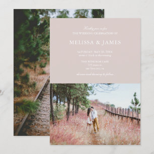 Simple Modern Photo Wedding Champagne Invitation