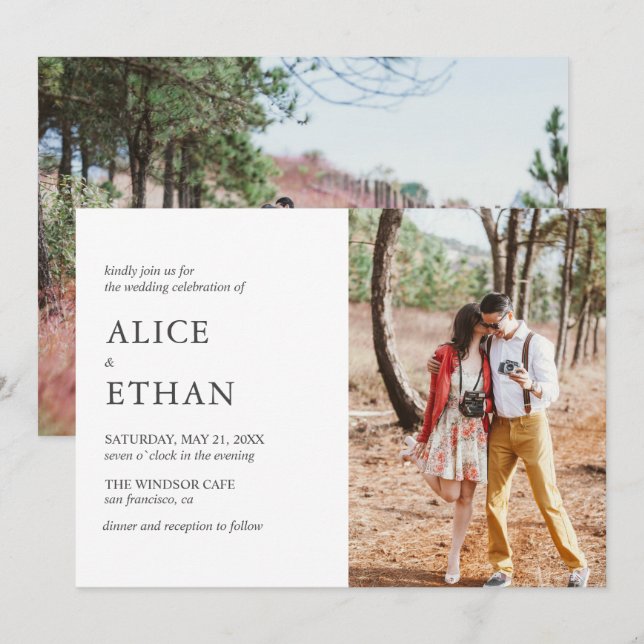 Simple Modern Photo Wedding Invitation (Front/Back)