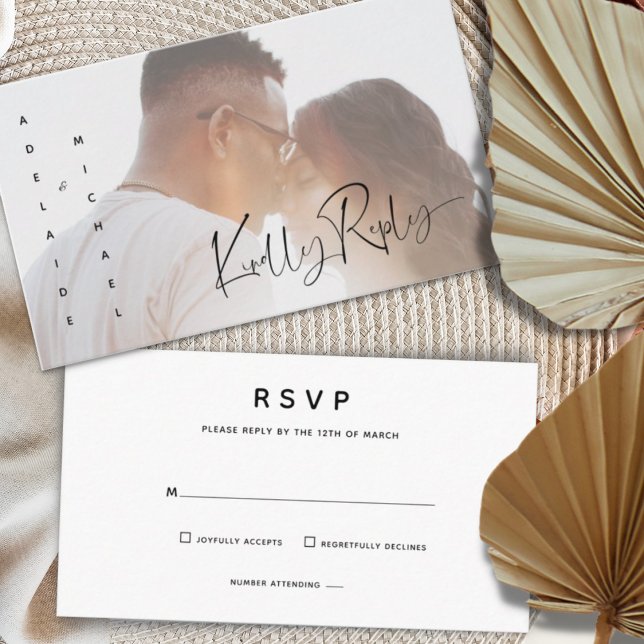 Simple Modern Photo Wedding RSVP Enclosure Card (Creator Uploaded)