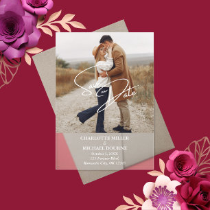 Simple Modern Photo Wedding Save The Date Acrylic Invitations