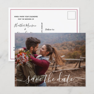 Simple Modern Photo Wedding Save the Date Announcement Postcard