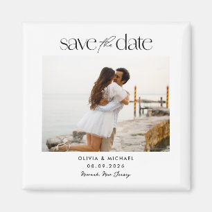 Simple Modern Photo Wedding Save The Date Magnet