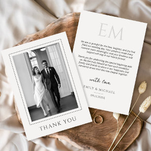 Simple Modern Photo Wedding Thank You Card