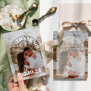 Simple Modern Photo Wedding Thank You Card