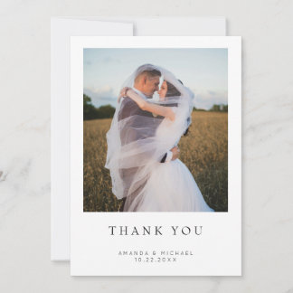 Simple Modern Photo Wedding Thank You Card W Note