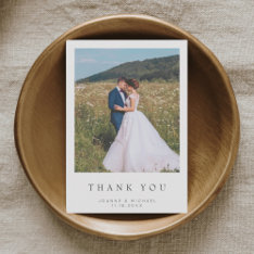 Simple Modern Photo Wedding Thank You Card W Note at Zazzle