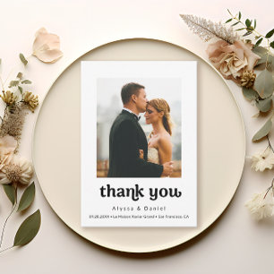 Simple Modern Photo Wedding Thank you Note 