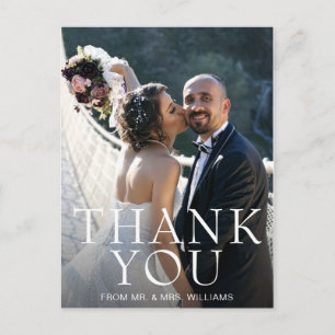 Simple Modern Photo Wedding Thank You Postcard