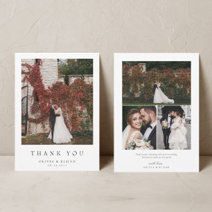 Simple Modern Photo Wedding W Note 4 Photo Thank You Card