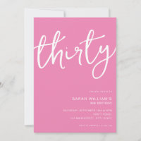 Simple Modern Pink 30th Birthday
