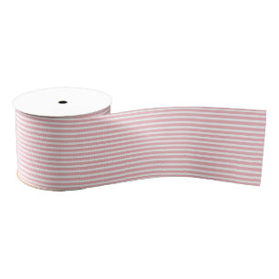 Simple Modern Pink and White Striped Minimalist   Grosgrain Ribbon