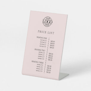 Simple Modern Pink Business Logo Menu Price List Pedestal Sign