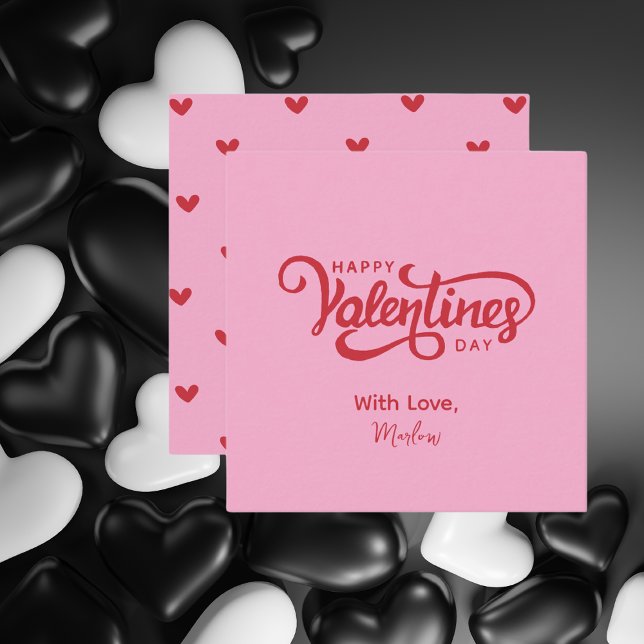 Simple Modern Pink Happy Valentines Day Card (Creator Uploaded)