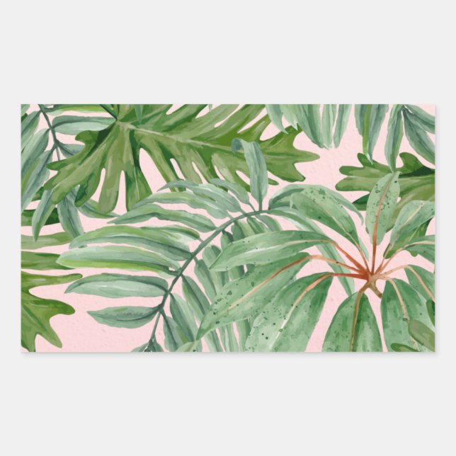 Simple Modern Pink Palm Leaf Tropical Floral  Sticker (Front)