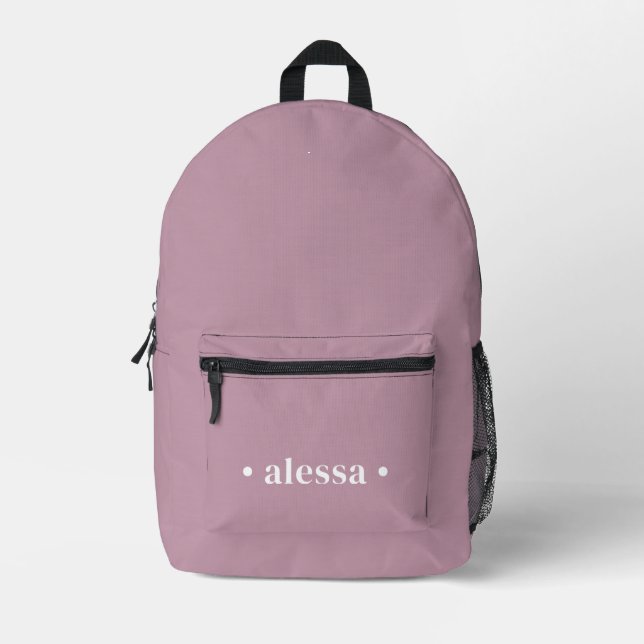 Simple Modern Pink Personalized Girl Backpack (Front)