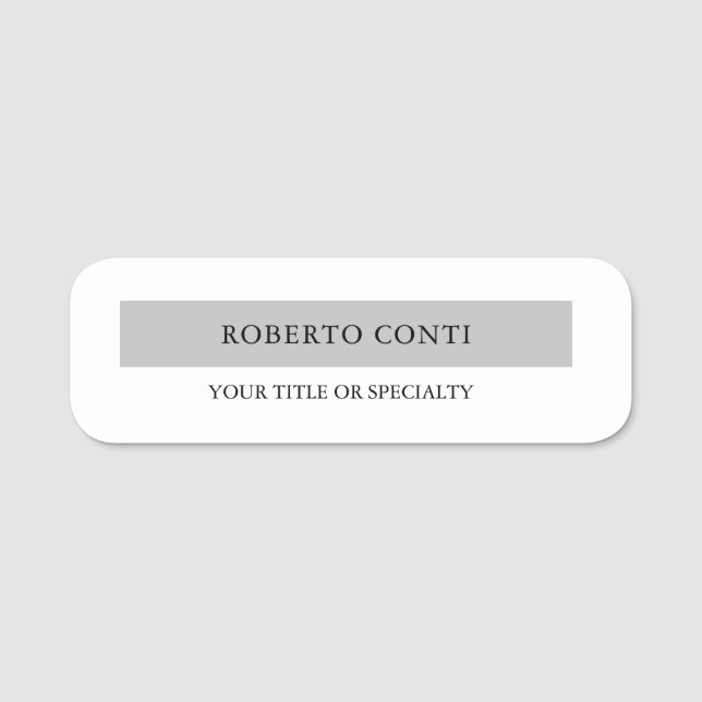 Simple Modern Plain Minimalist Name Tag (Front)