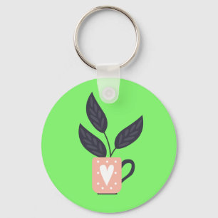 Simple modern plant pastel keychain