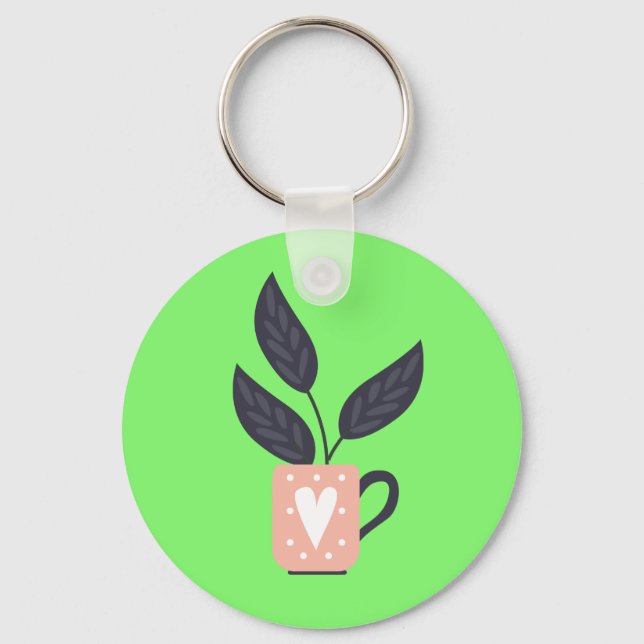Simple modern plant pastel keychain (Front)