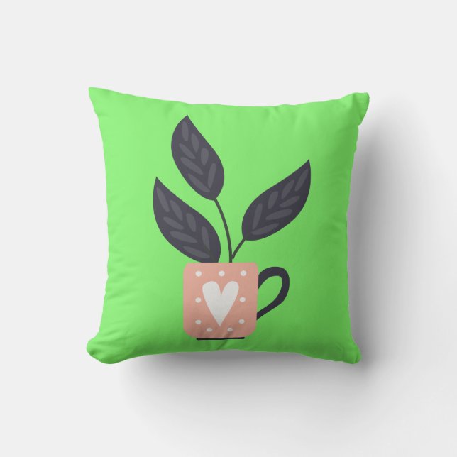 Simple modern plant pastel throw pillow (Front)