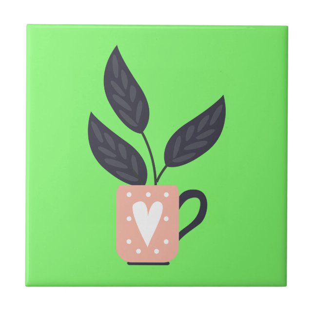 Simple modern plant pastel tile (Front)