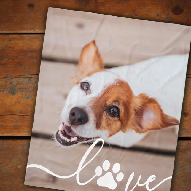 Simple Modern Playful Paw Elegant Chic Pet Photo Fleece Blanket (Creator Uploaded)