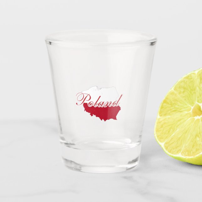 Simple Modern Poland Flag map Souvenir Shot Glass (Front)
