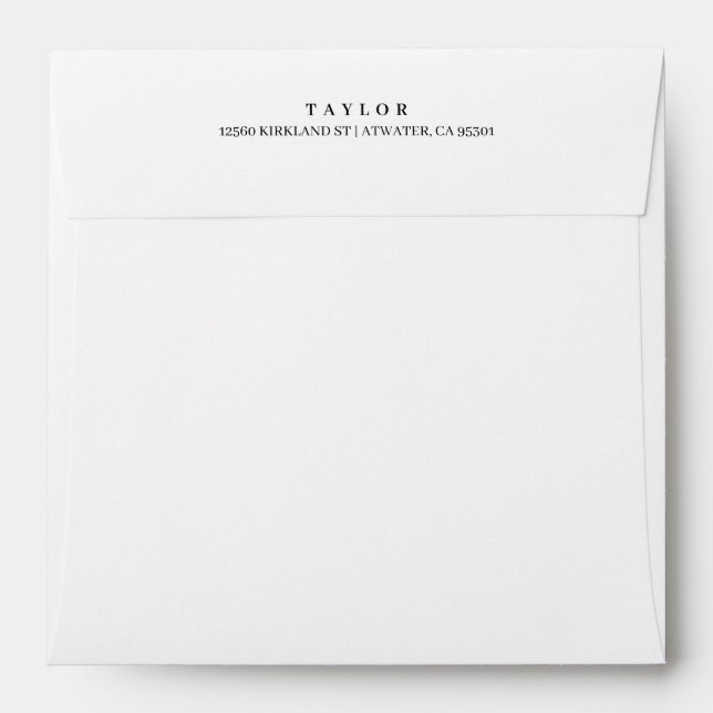 Simple Modern Preaddressed White Envelope (Back (Top Flap))
