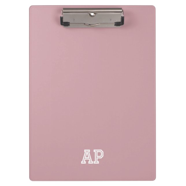 Simple Modern Preppy Monogram Initials Blush Pink Clipboard (Front)