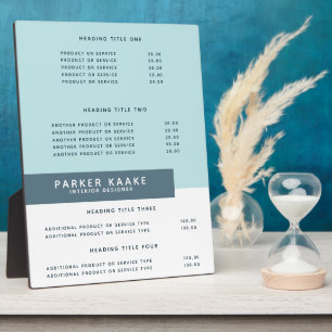 Simple Modern   Pricing & Services Display Plaque