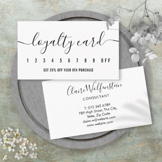 Simple Modern Professional Black And White Loyalty Card