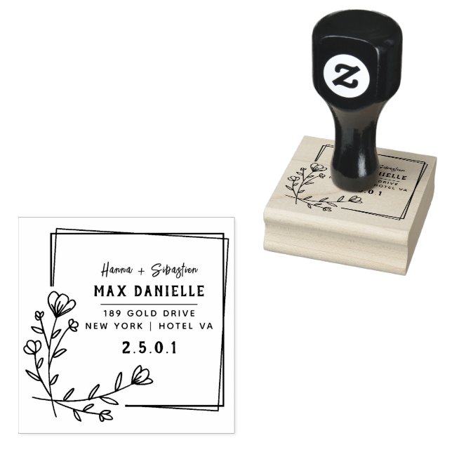 Simple Modern Professional  Bold Botanical Wreath  Rubber Stamp (Stamped)