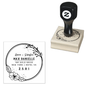 Simple Modern Professional  Bold Botanical Wreath  Rubber Stamp