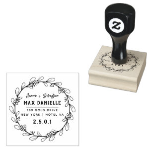 Simple Modern Professional  Bold Botanical Wreath  Rubber Stamp