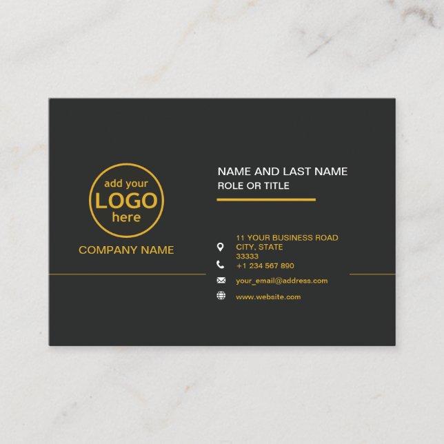 Simple Modern Professional Dark Colour add Logo Bu Business Card (Front)